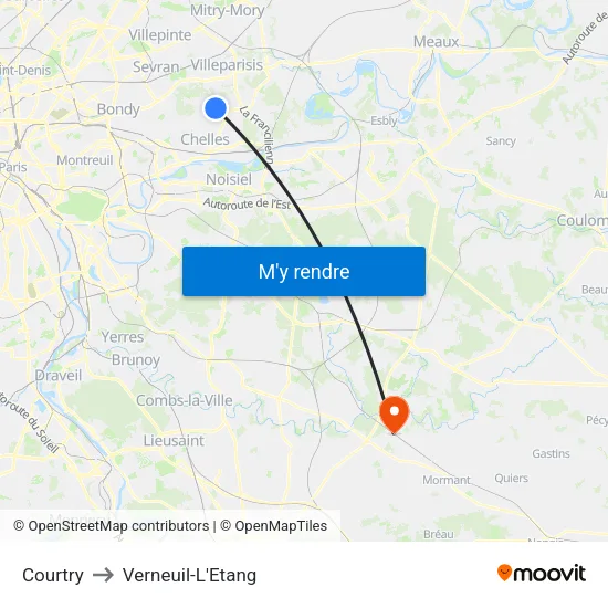 Courtry to Verneuil-L'Etang map