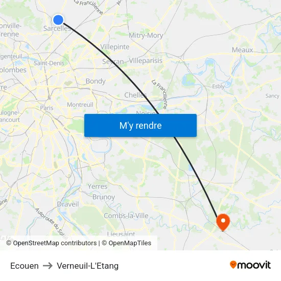 Ecouen to Verneuil-L'Etang map