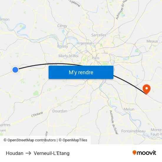 Houdan to Verneuil-L'Etang map