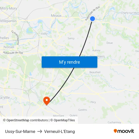 Ussy-Sur-Marne to Verneuil-L'Etang map