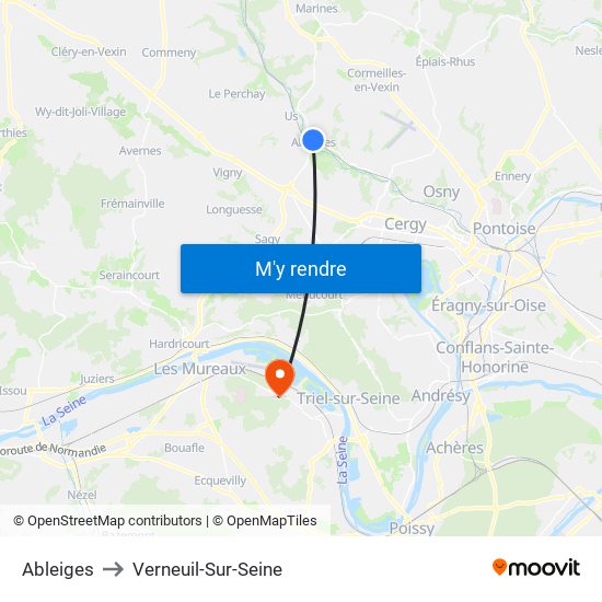 Ableiges to Verneuil-Sur-Seine map