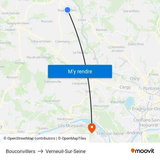 Bouconvillers to Verneuil-Sur-Seine map