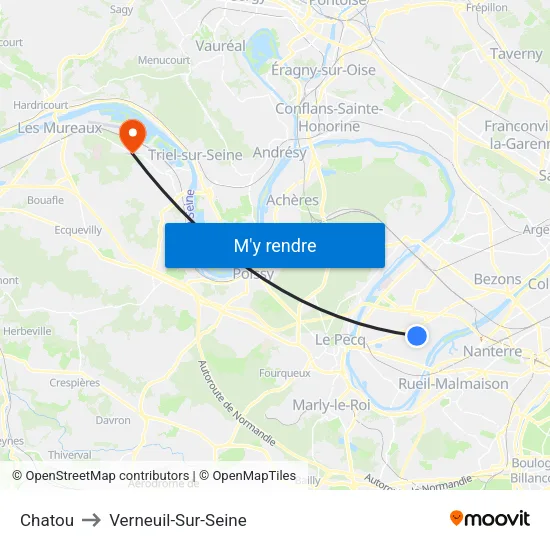 Chatou to Verneuil-Sur-Seine map