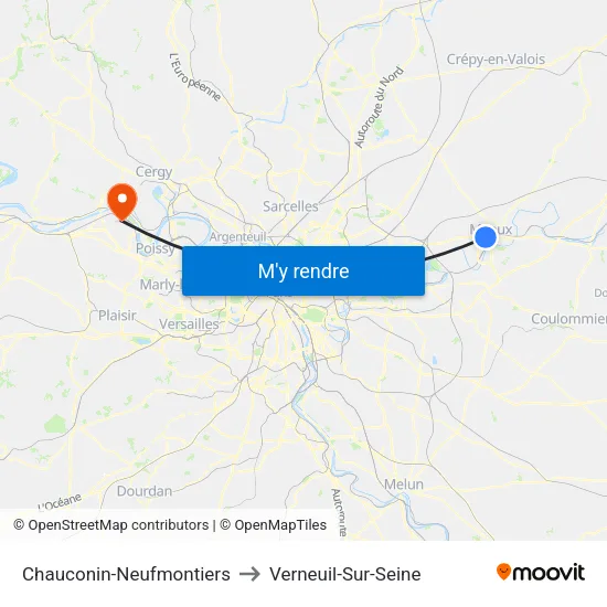 Chauconin-Neufmontiers to Verneuil-Sur-Seine map