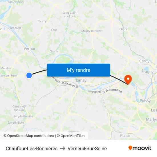 Chaufour-Les-Bonnieres to Verneuil-Sur-Seine map