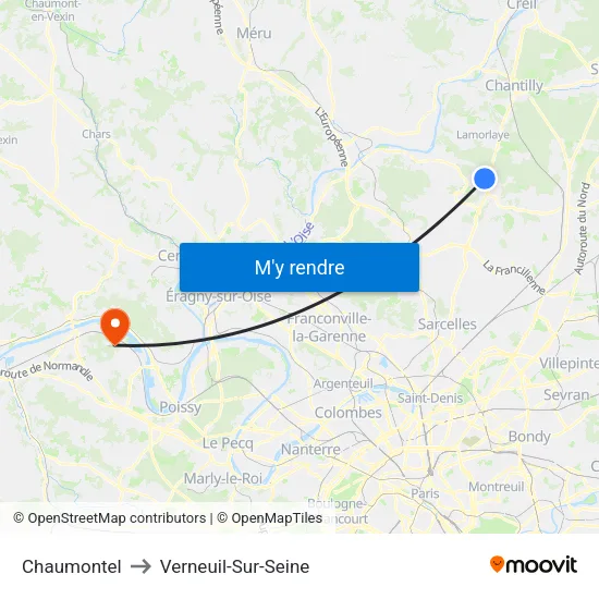 Chaumontel to Verneuil-Sur-Seine map