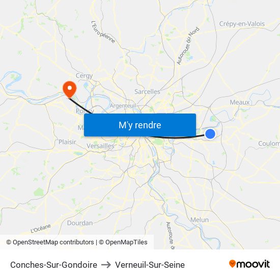 Conches-Sur-Gondoire to Verneuil-Sur-Seine map