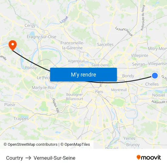 Courtry to Verneuil-Sur-Seine map