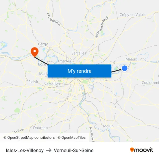 Isles-Les-Villenoy to Verneuil-Sur-Seine map