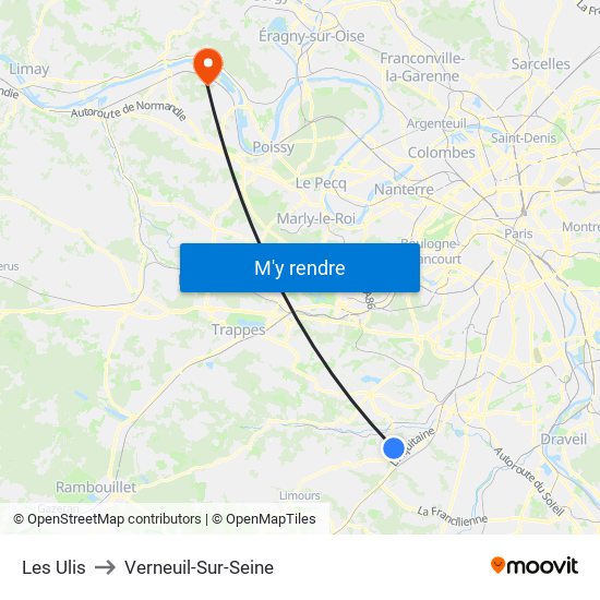 Les Ulis to Verneuil-Sur-Seine map