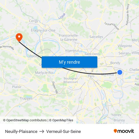 Neuilly-Plaisance to Verneuil-Sur-Seine map