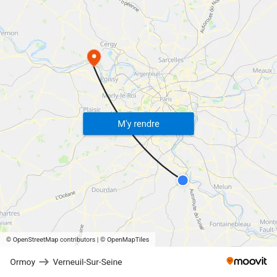 Ormoy to Verneuil-Sur-Seine map
