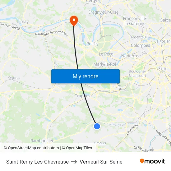 Saint-Remy-Les-Chevreuse to Verneuil-Sur-Seine map