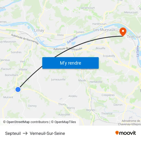 Septeuil to Verneuil-Sur-Seine map