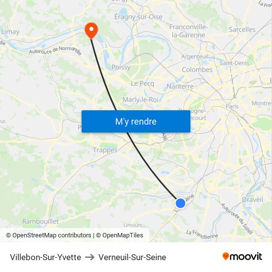 Villebon-Sur-Yvette to Verneuil-Sur-Seine map