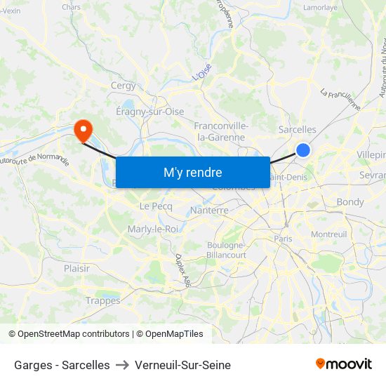 Garges - Sarcelles to Verneuil-Sur-Seine map
