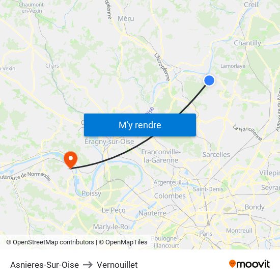 Asnieres-Sur-Oise to Vernouillet map