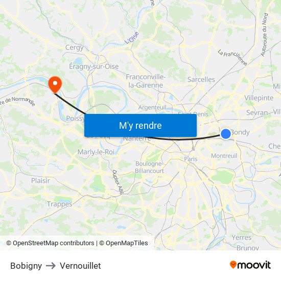 Bobigny to Vernouillet map