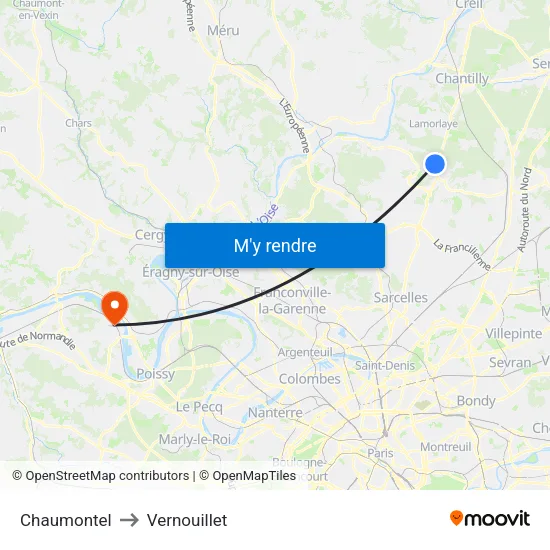 Chaumontel to Vernouillet map