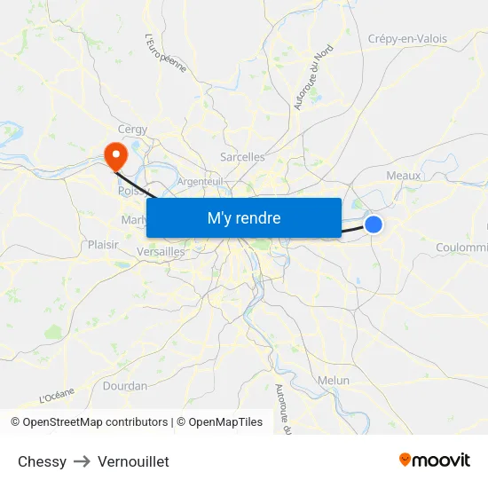 Chessy to Vernouillet map