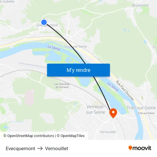 Evecquemont to Vernouillet map