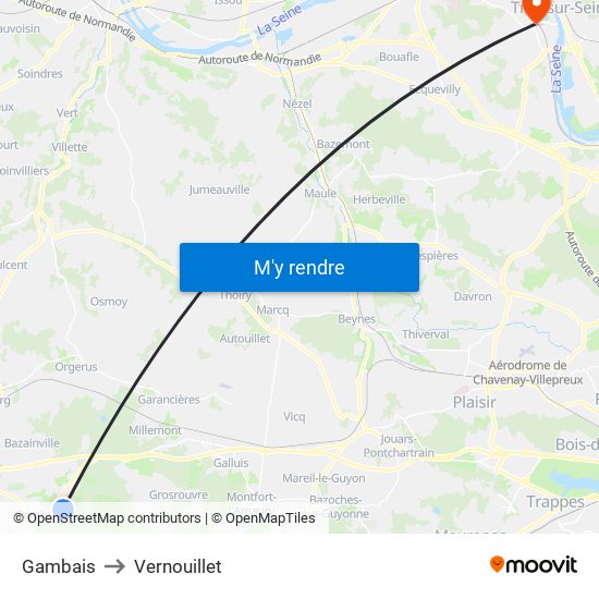 Gambais to Vernouillet map