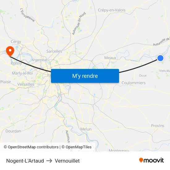 Nogent-L'Artaud to Vernouillet map