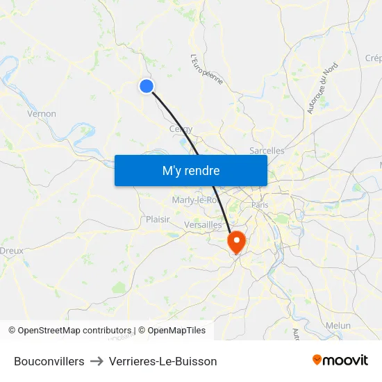Bouconvillers to Verrieres-Le-Buisson map
