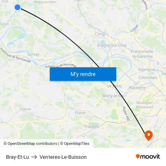 Bray-Et-Lu to Verrieres-Le-Buisson map