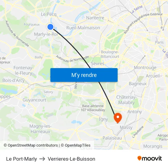 Le Port-Marly to Verrieres-Le-Buisson map