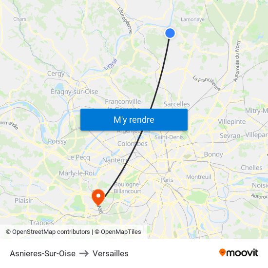 Asnieres-Sur-Oise to Versailles map