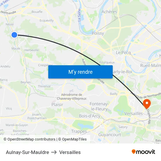 Aulnay-Sur-Mauldre to Versailles map