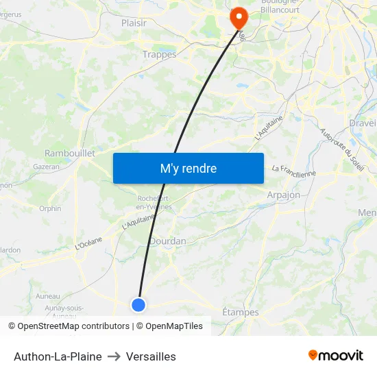 Authon-La-Plaine to Versailles map