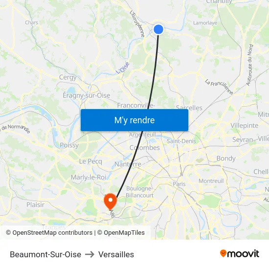 Beaumont-Sur-Oise to Versailles map