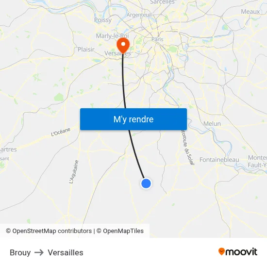 Brouy to Versailles map
