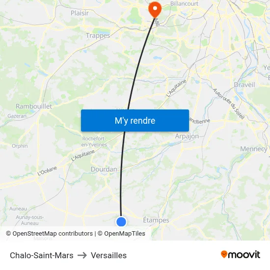 Chalo-Saint-Mars to Versailles map