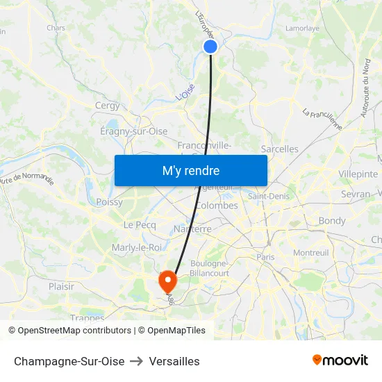 Champagne-Sur-Oise to Versailles map
