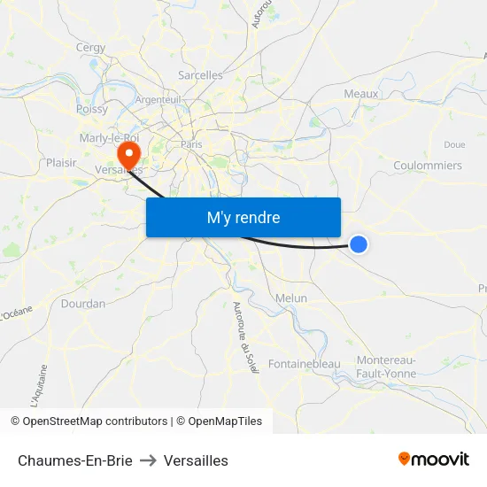 Chaumes-En-Brie to Versailles map