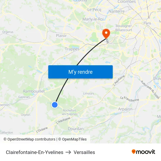 Clairefontaine-En-Yvelines to Versailles map