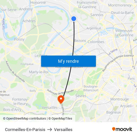 Cormeilles-En-Parisis to Versailles map