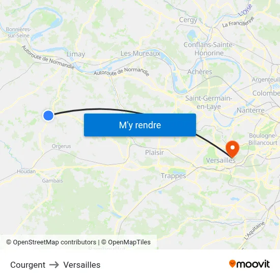 Courgent to Versailles map