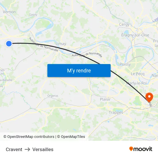 Cravent to Versailles map