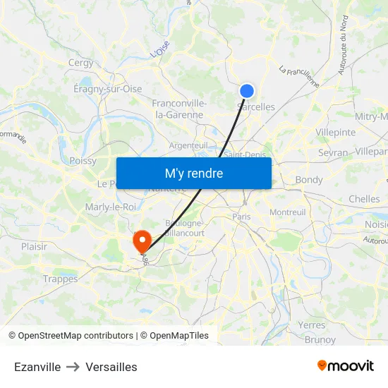Ezanville to Versailles map