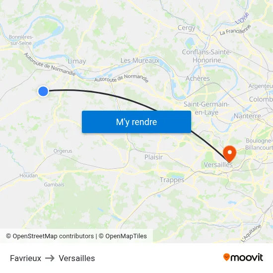Favrieux to Versailles map