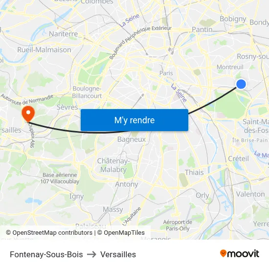Fontenay-Sous-Bois to Versailles map