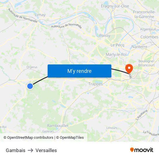 Gambais to Versailles map