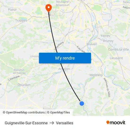 Guigneville-Sur-Essonne to Versailles map