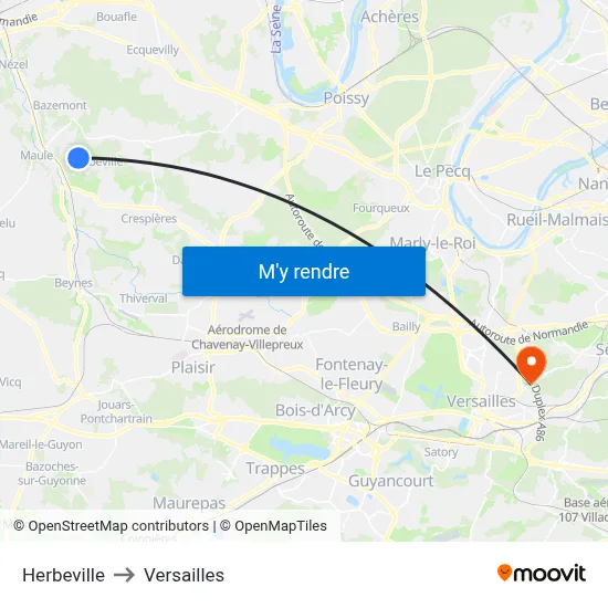 Herbeville to Versailles map