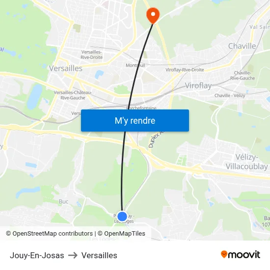 Jouy-En-Josas to Versailles map