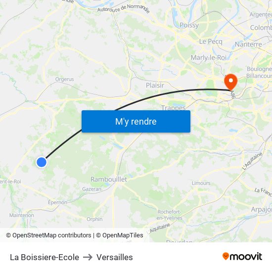 La Boissiere-Ecole to Versailles map